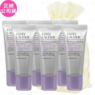 EsteeLauder雅詩蘭黛 ESTEE LAUDER 雅詩蘭黛 Pro全能防曬超輕感水凝露 SPF30/PA+++(15ml)(精巧版)*6旅行袋組(公司貨)