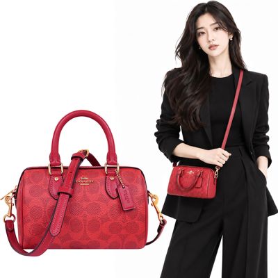 COACH 紅色大C PVC小型手提/斜背兩用包