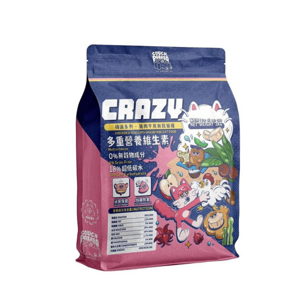 COUCH POTATO沙發馬鈴薯-Crazy嗨派系列-雞肉&干貝無穀貓糧 200g (嗨派糧) x 4入組