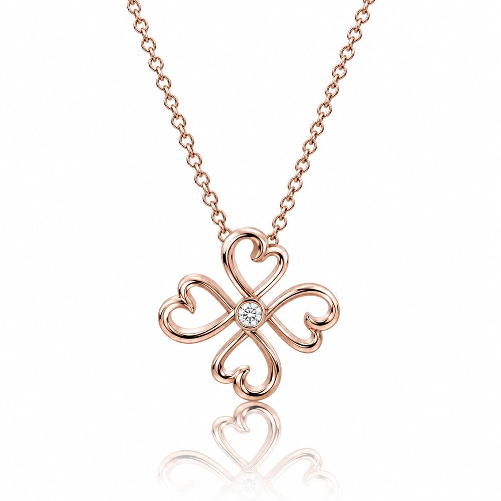 Tiffany&Co. 蒂芙尼 Loving Heart 愛情幸運心鑲鑽石18K玫瑰金項鍊
