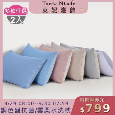 Tonia Nicole 東妮寢飾 2入組調色盤抗菌雲朵水洗枕/雲柔防蟎抗菌水洗枕(多款任選)