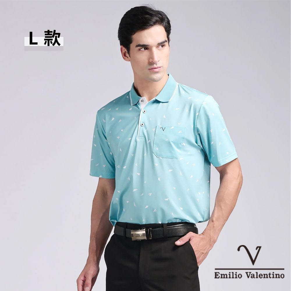 Emilio Valentino 范倫鐵諾 男女款 短袖POLO衫 商務休閒 男 女上衣 吸濕排汗 涼爽透氣 口袋 MIT(多款選) (L 款)