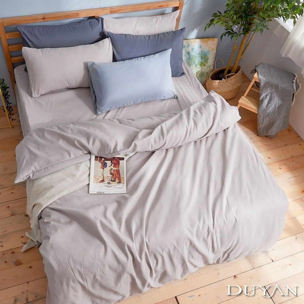 【DUYAN 竹漾】買一送一 芬蘭撞色設計-雙人床包枕套三件組-多款任選 台灣製 (岩石灰)