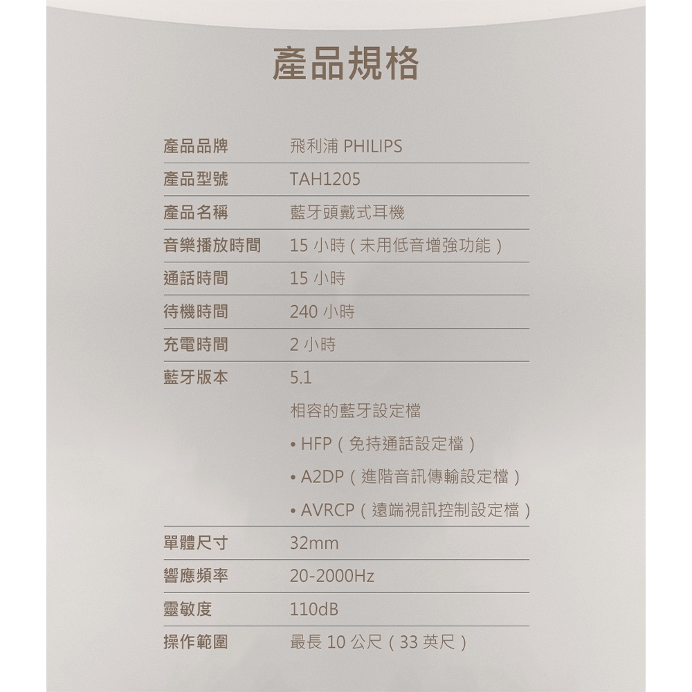 PHILIPS飛利浦 TAH1205BK - 詳情11