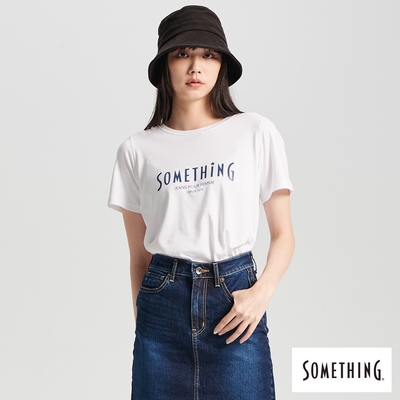 SOMETHING 女裝 基本星星印花短袖T恤-白色