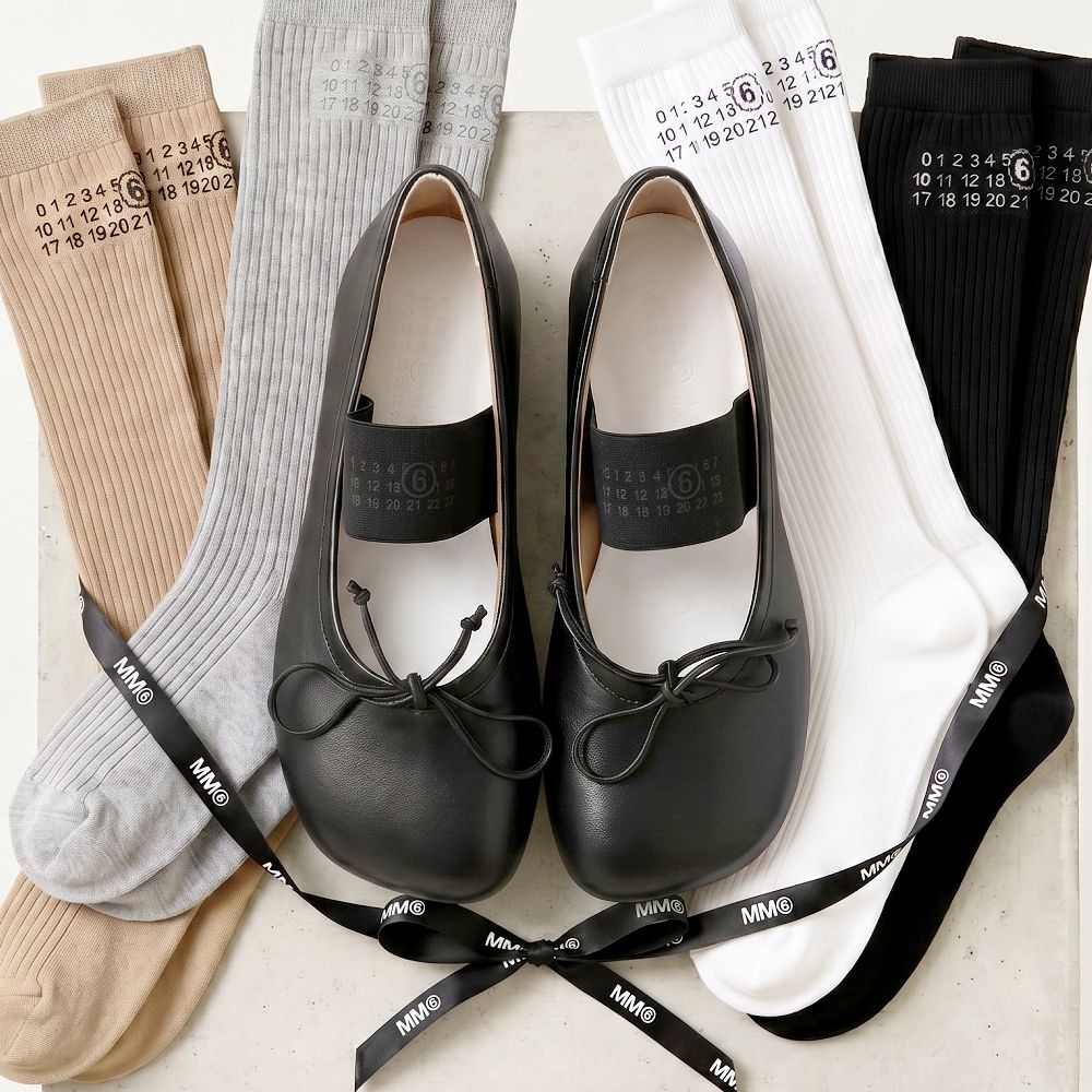 MM6 Maison Margiela Anatomic Numeric 數字標籤羊皮芭蕾舞鞋 瑪莉珍鞋-贈MM6長襪(4色任選)