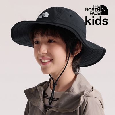 【The North Face 官方旗艦】北面兒童黑色DWR防潑水透氣漁夫帽｜8EPTJZN