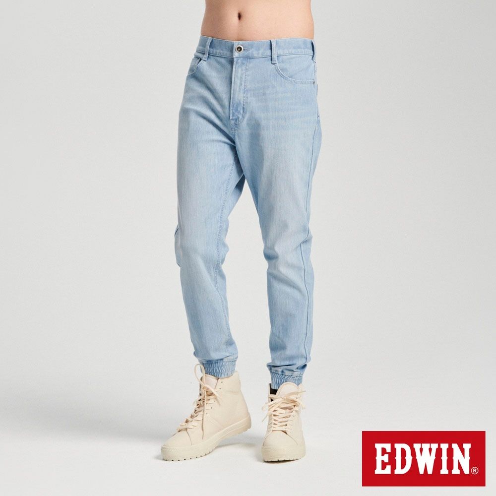 EDWIN 男裝 迦績JERSEYS 後鬆緊丹寧束口褲-重漂藍