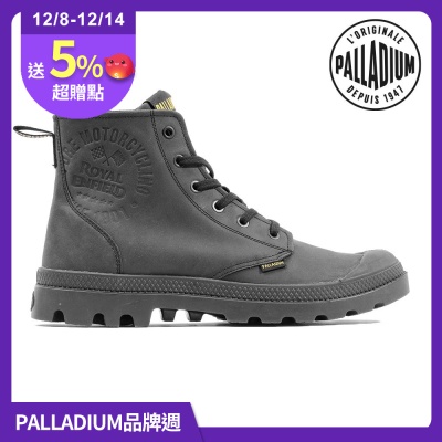 PALLADIUM PAMPA CONTINENTAL LTH皇家恩菲爾德聯名經典皮革軍靴/休閒鞋-男鞋/女鞋-黑