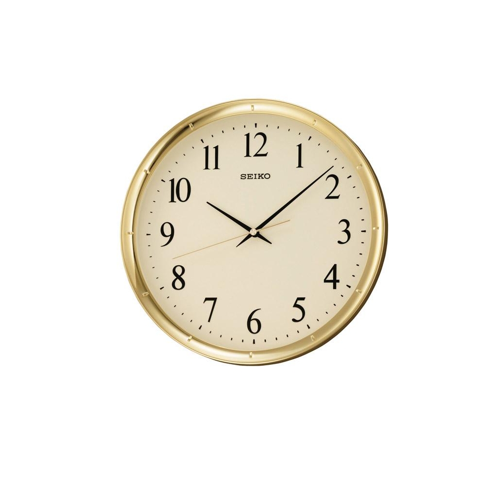 SEIKO 日本精工 黃金戰士 滑動式秒針 靜音掛鐘(QXA417G)-金/31cm