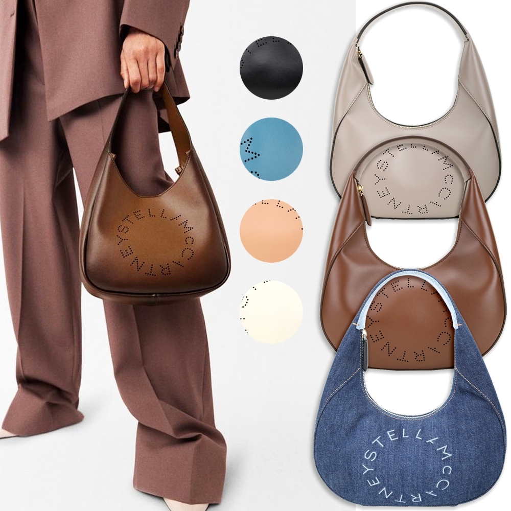 Stella McCartney Hobo 小款 穿孔字母肩背腋下包-多色可選