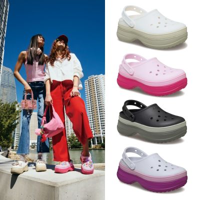 Crocs卡駱馳 (中性鞋) 經典堆堆洞洞鞋 Stacked Clog克駱格-火龍果色 211355-6ZQ