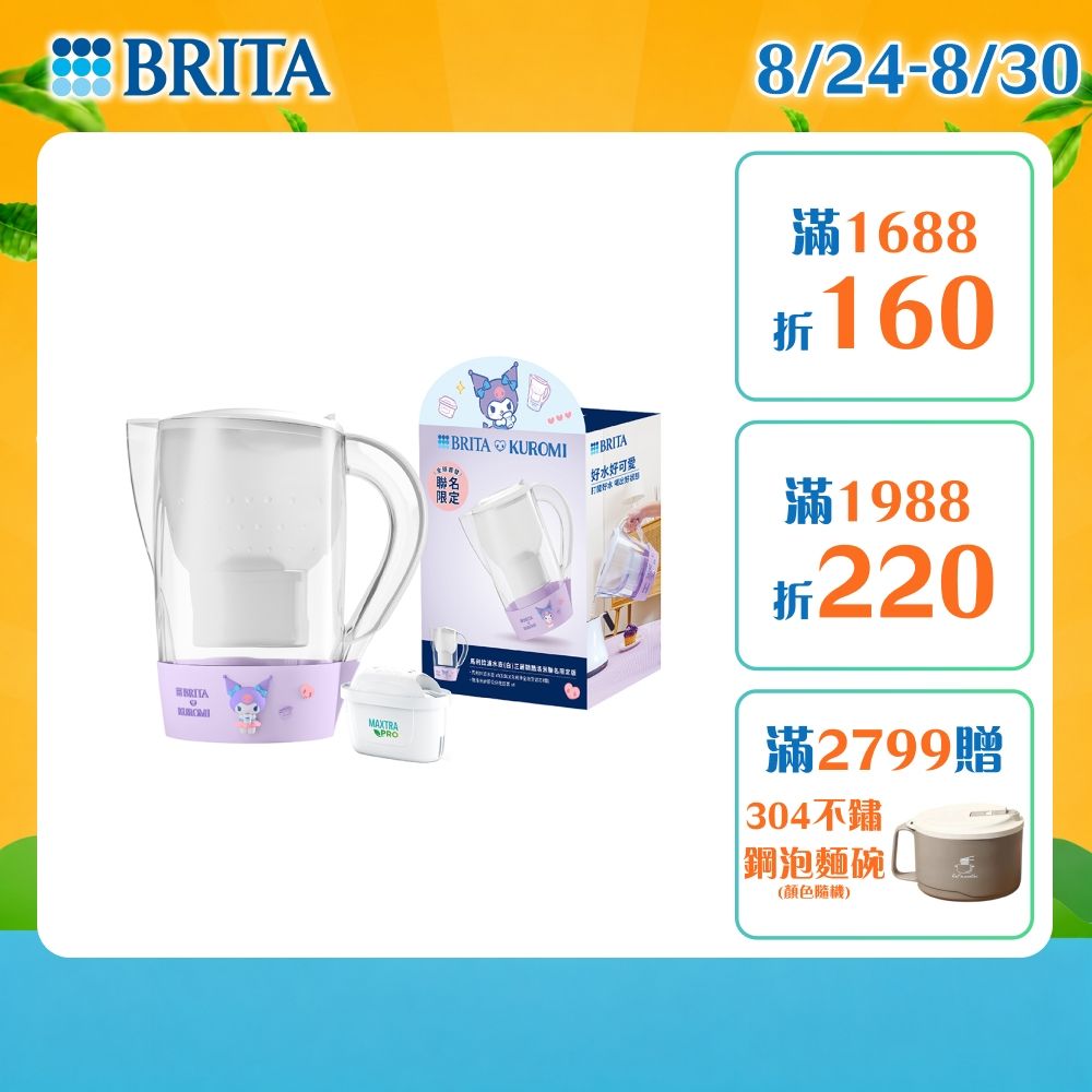 【BRITA官方】Marella 馬利拉濾水壺 3.5L(白)一壺一芯+配件(庫洛米)