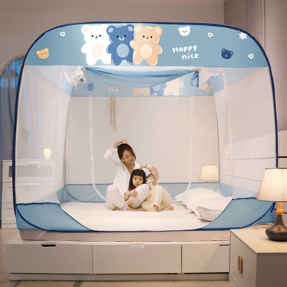 蚊帳 新蒙古包三開門拉鍊蚊帳-全底防摔款加大1.8米床折疊蚊帳防蚊蚊帳