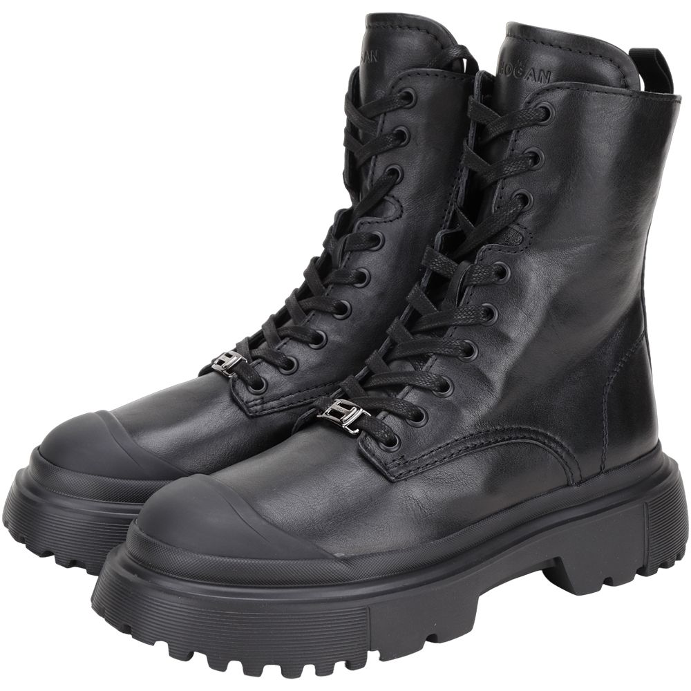 Hogan x Stuart Weitzman 歐洲精品靴款聯合特賣 僅此一檔 (HOGAN H674 綁帶拉鍊黑軍靴)