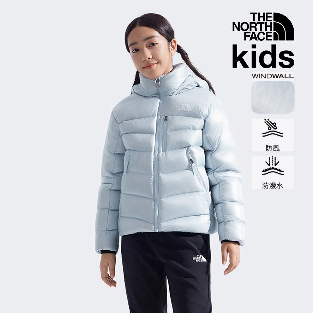 【The North Face 官方旗艦】北面兒童藍色DWR防潑水羽絨外套｜89XSBPO