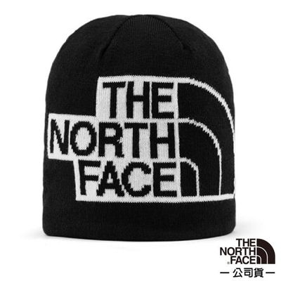 The North Face 彈性透氣時尚針織保暖毛帽(深帽口/可覆耳).毛線帽.護耳帽_黑 N