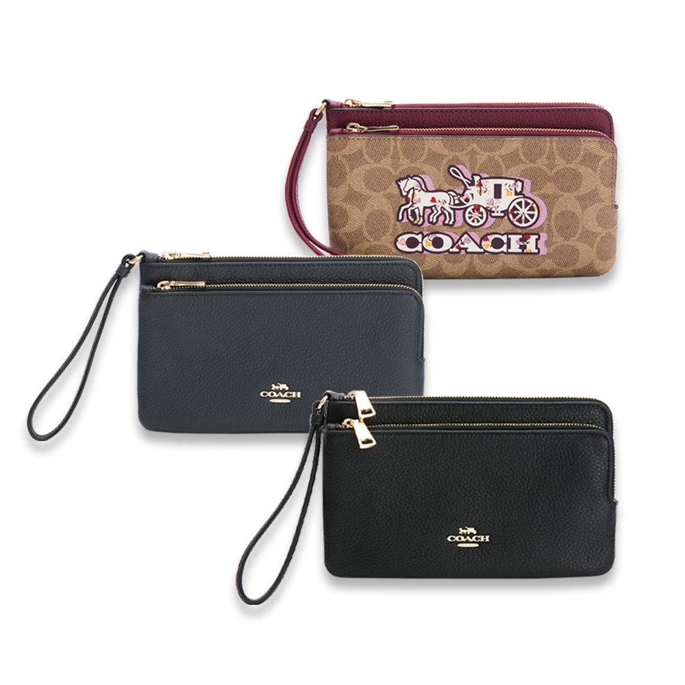 COACH 雙層拉鍊長夾/大手拿包（多色任選）