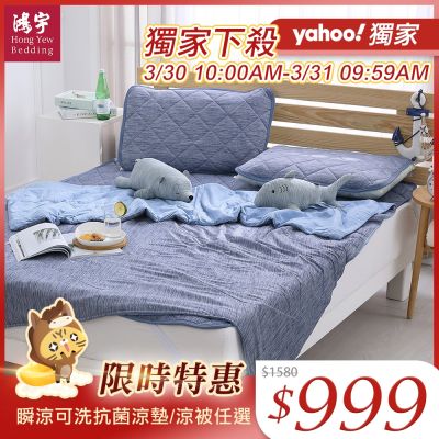 鴻宇 涼感-5度C瞬涼可洗抗菌涼墊/涼被 雙人/加大任選 均一價(限時均一價)