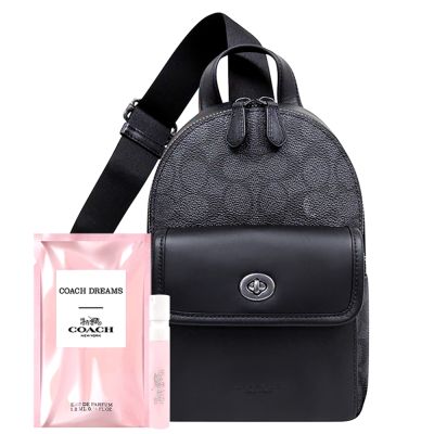 COACH 黑色大C PVC單肩/斜跨兩用包+品牌隨身小香