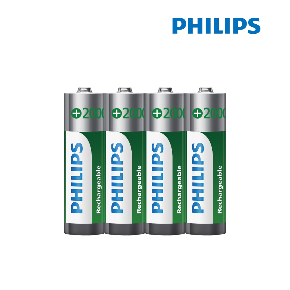 PHILIPS 飛利浦 AA 3號 2000mAh 低自放鎳氫充電電池(4入)