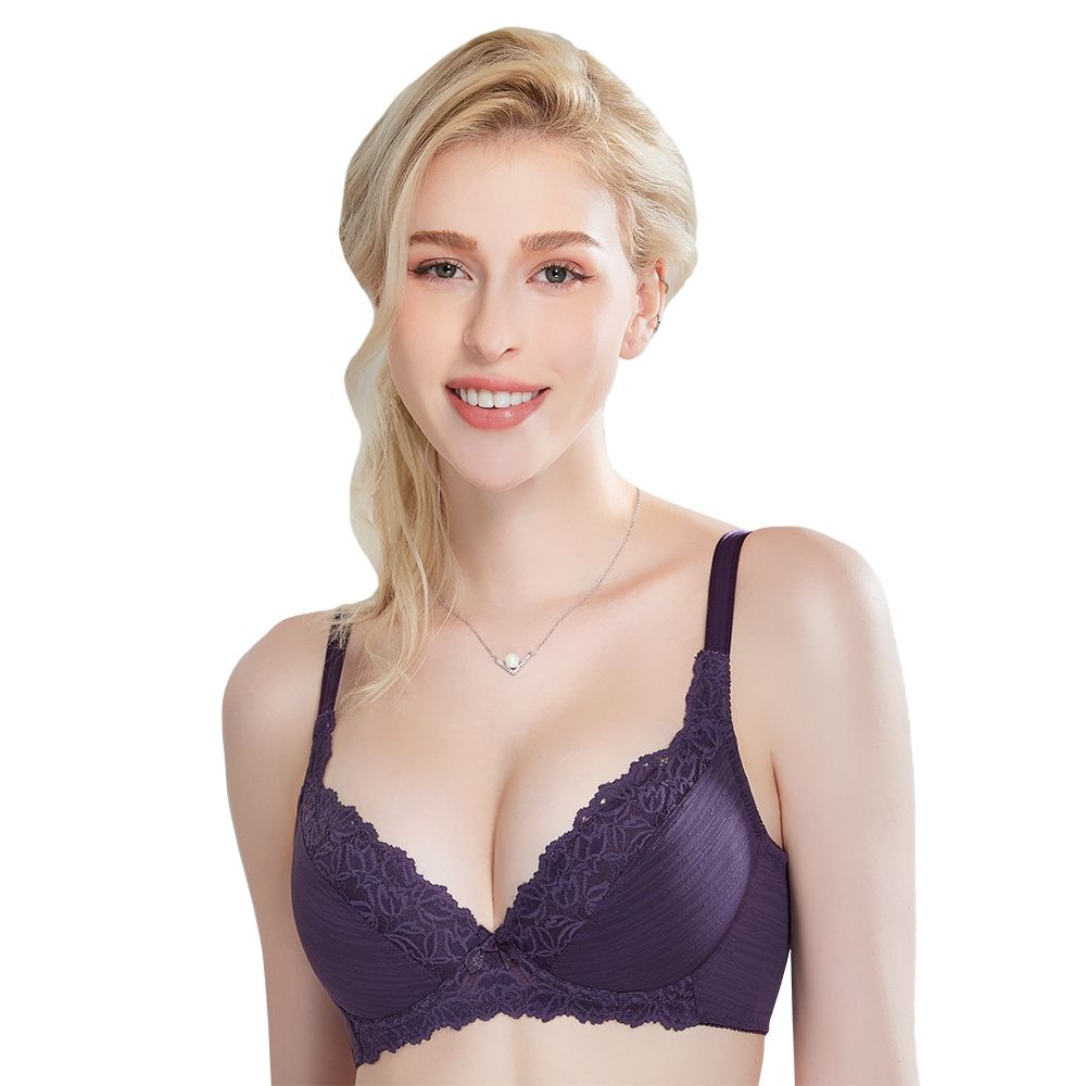 思薇爾 舒棉Bra系列B-F罩軟鋼圈蕾絲包覆女內衣(沐檀紫)