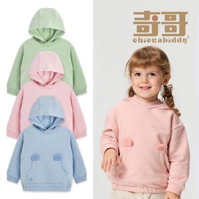 奇哥官方旗艦 CHIC BASICS系列 男女童裝 熊耳口袋連帽T恤/上衣(1-5歲)