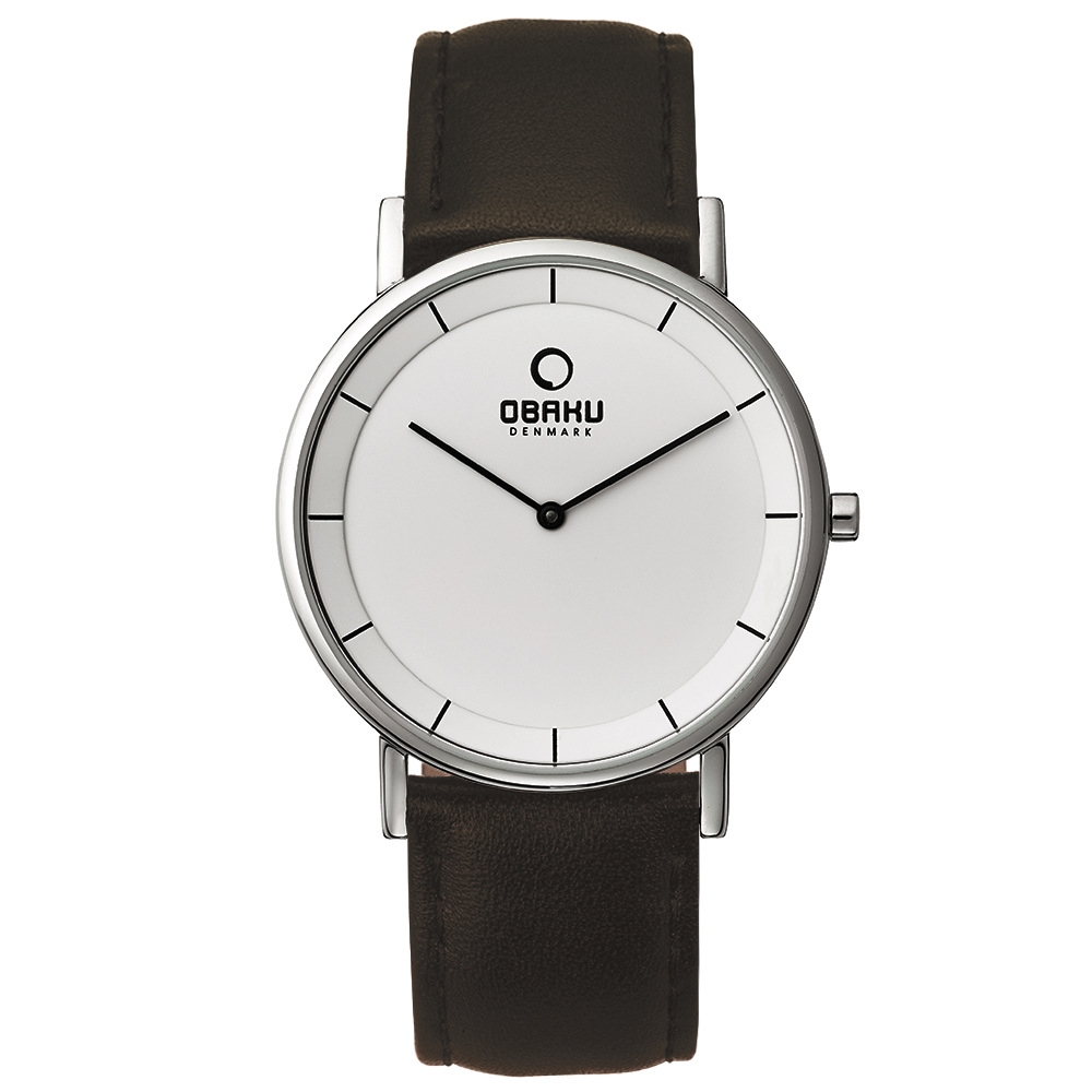 OBAKU 纖薄哲學二針時尚腕錶-深咖啡-V143GCIRN-38mm