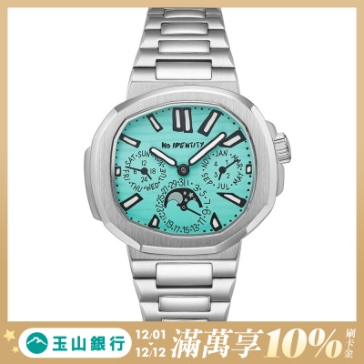 NO IDENTITY 鷹鵡螺 三口冰淇淋藍 三眼 時尚錶 男錶 手錶-PP40SS019BU1