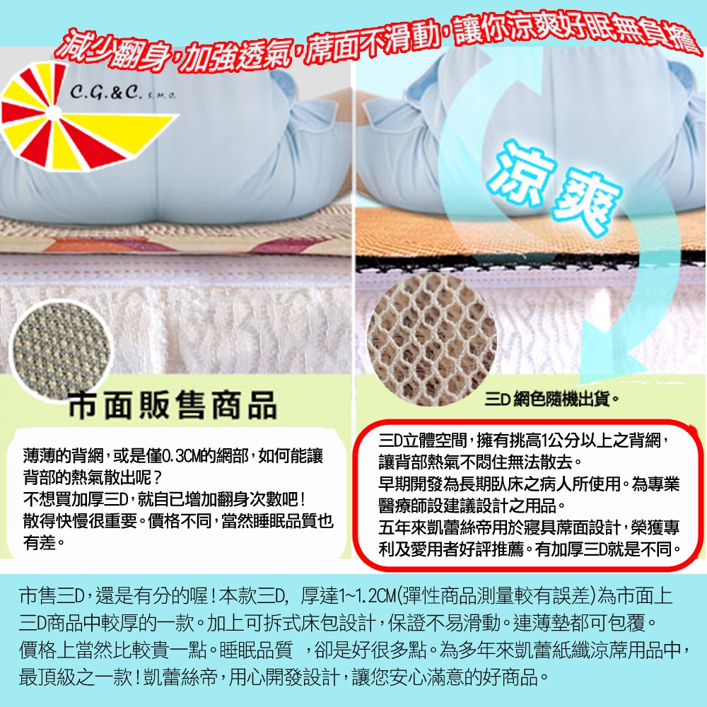涼蓆雙人6尺加高透氣循環-3度C-專利加厚三D洞洞紙纖涼蓆/涼墊凱蕾絲帝| 涼蓆/竹蓆| Yahoo購物中心