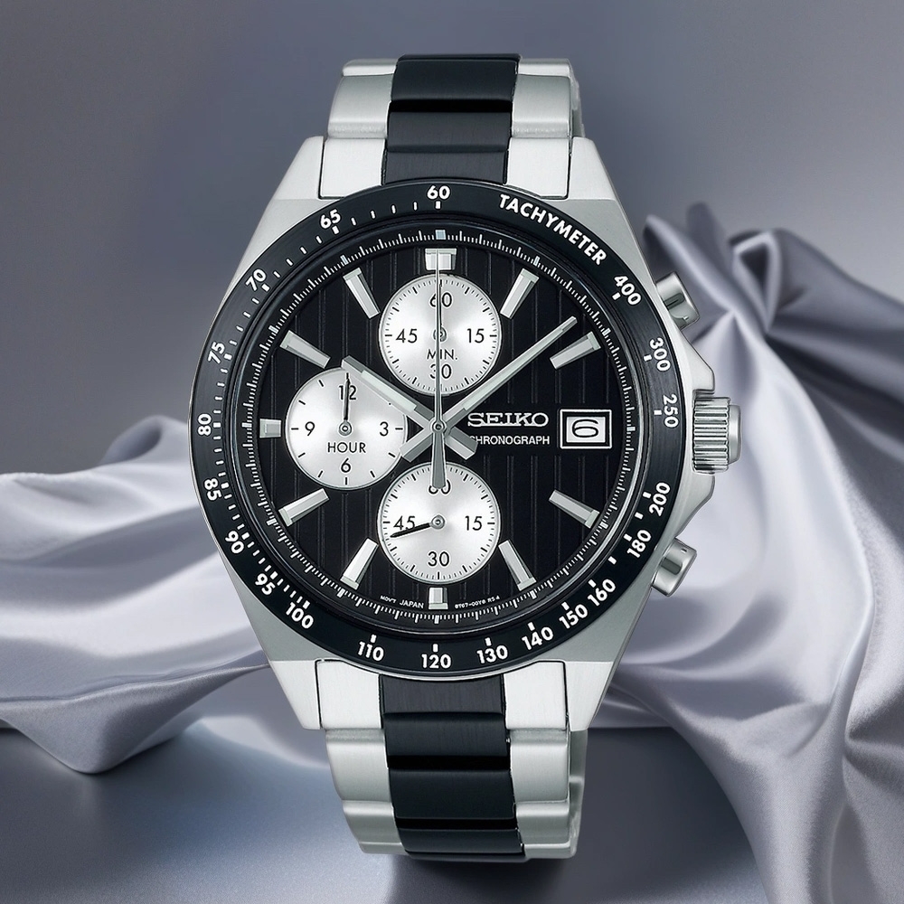 SEIKO 精工 直條紋三眼計時手錶 開學購物季 送禮首選-41mm (SBTR043J/8T67-00Y0D)_SK045