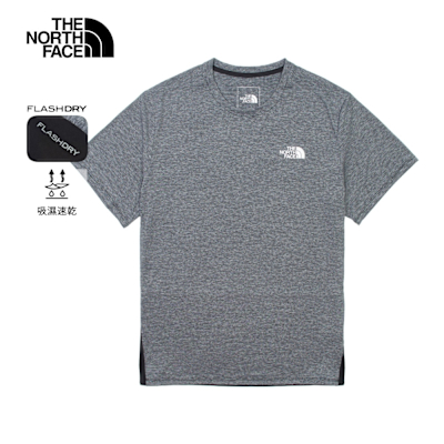 The North Face 官方旗艦 北面男款黑灰拼接吸濕排汗短袖T恤｜536QKS7 排汗衫