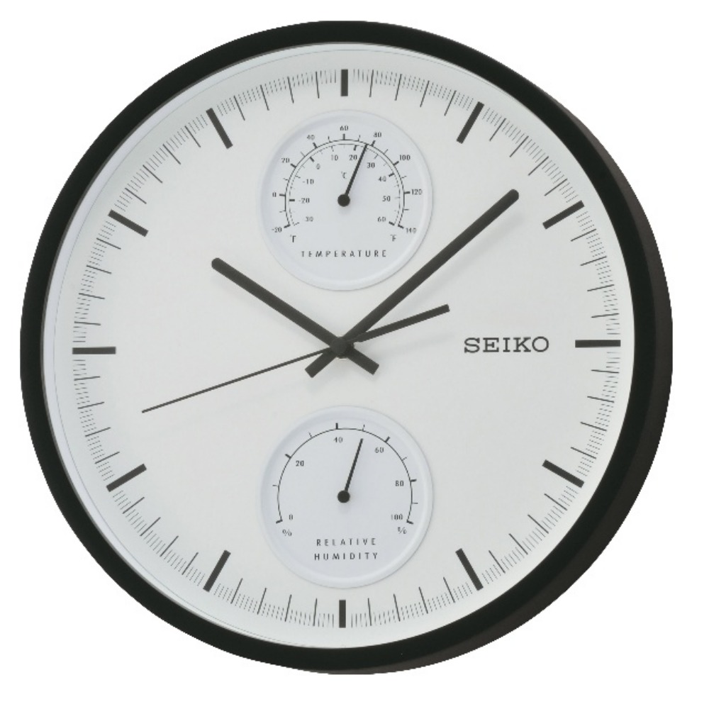 SEIKO 精工 溫度/溼度顯示 滑動式秒針 靜音掛鐘 QXA525K -白/30.5cm