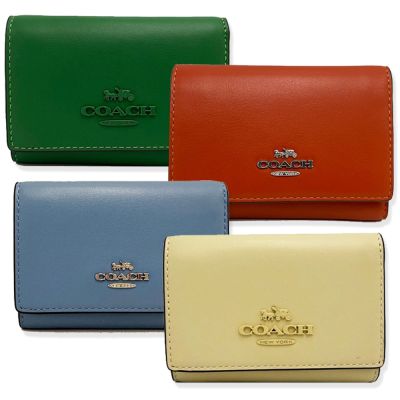 COACH 新款三折拉鍊零錢袋鈔票短夾(多色供選)