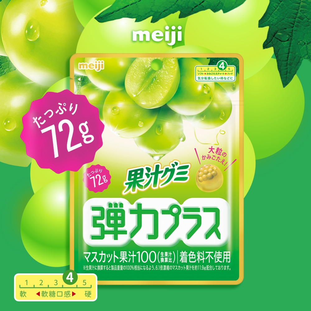 Meiji 明治】果汁QQ軟糖-麝香葡萄口味(彈力72g/包) | 糖果/喉糖/口香糖