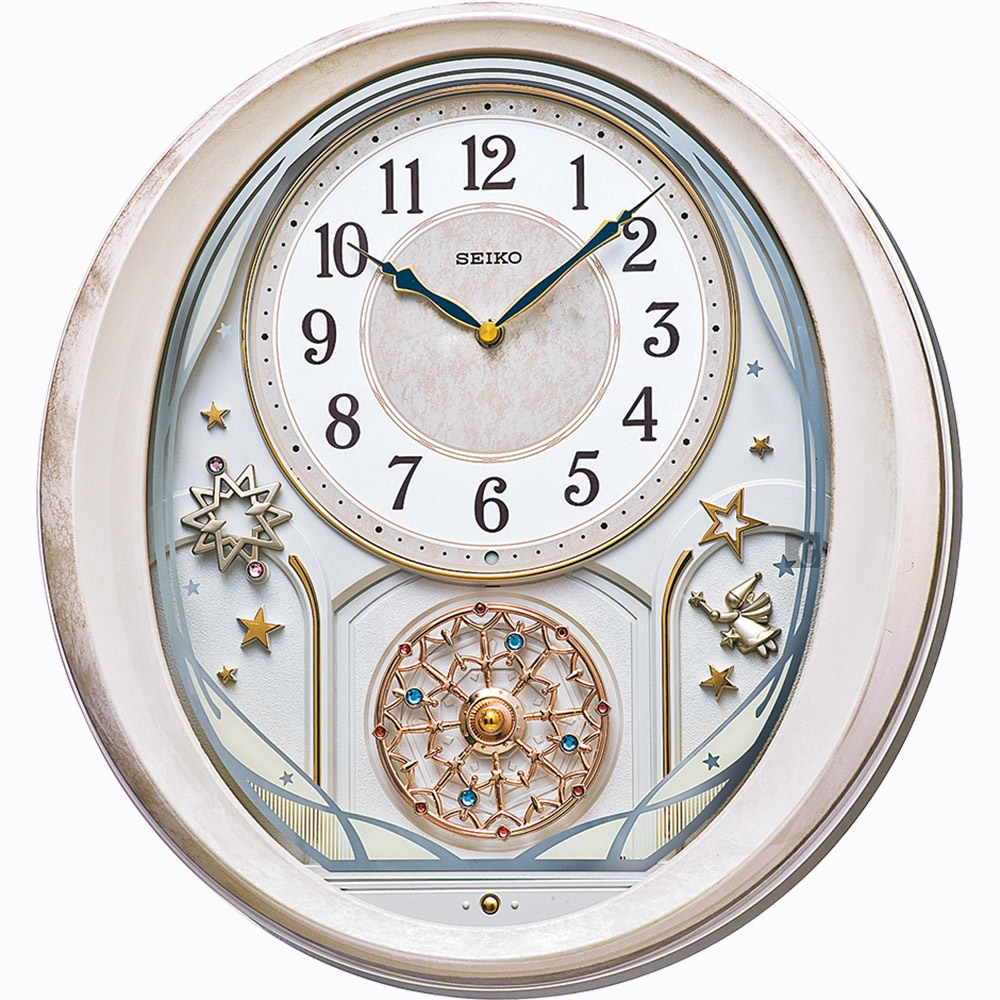 SEIKO 日本精工 整點音樂報時 音樂掛鐘(QXM370P)-淡粉/41X38cm