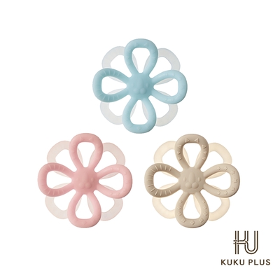 酷咕鴨 KUKU PLUS小花瓣矽膠固齒器(氣泡藍/莓果粉/伯爵奶)