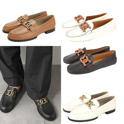 TOD S Kate 金屬/皮革鎖鏈牛皮豆豆鞋-多款可選
