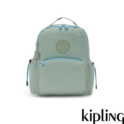 Kipling (網路獨家款)淺綠拼接多層收納後背包-KEONI