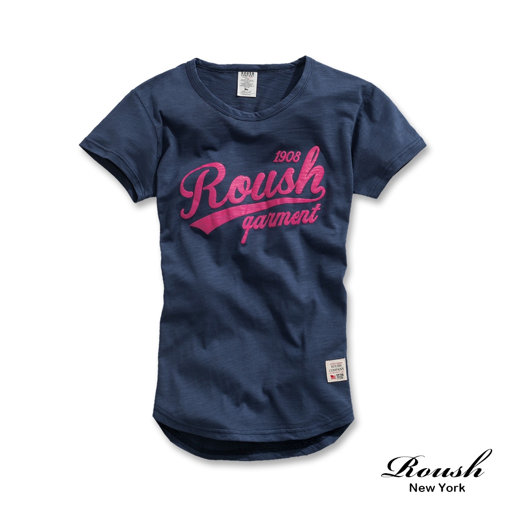 Roush 女生美式立體膠印柔棉短TEE(2511106) (灰藍)