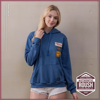 Roush 女生美式多貼布設計毛圈布帽TEE(2411502)