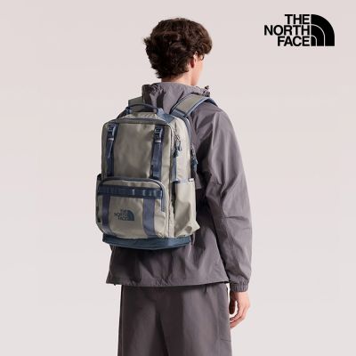 【The North Face 官方旗艦】北面男女款灰色DWR防潑水大容量休閒後背包｜8BK4L45 筆電包/登山包