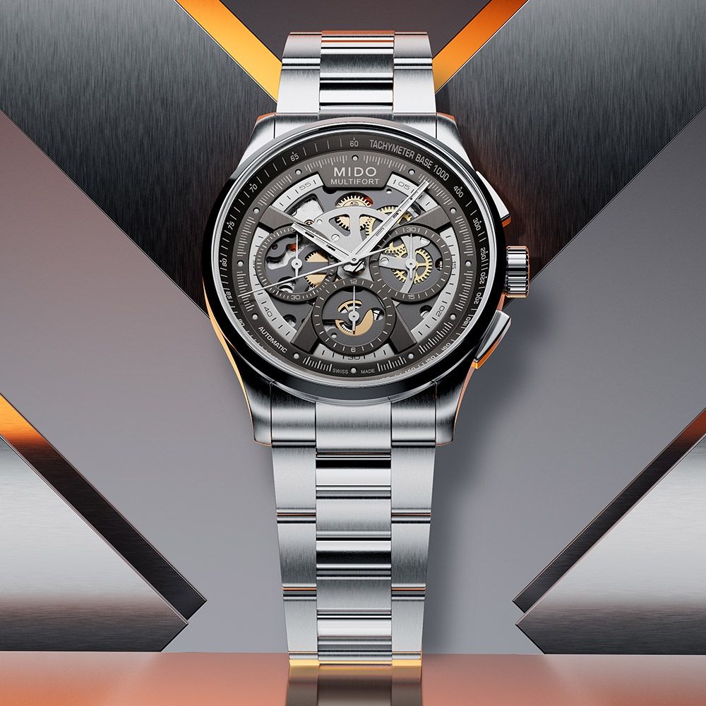 MIDO 美度官方授權Multifort M038.662.11.060.00 廣告款鏤空計時碼錶