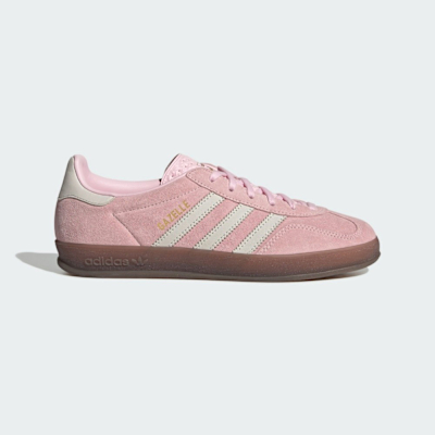 ADIDAS ORIGINALS 愛迪達 阿迪達斯 三葉草 復古 麂皮 女休閒運動鞋-粉米白 GAZELLE INDOOR W-JI2716