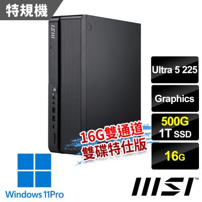 MSI微星 PRO DP80 AI A2G-248TW 桌機 (Ultra 5-225/16G/1T SSD+500G/Win11Pro-16G雙通道/500G雙碟特仕版)