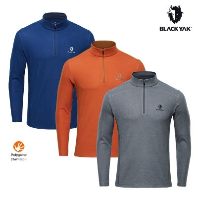 BLACKYAK 韓國 男 MAKALU長袖半開襟 [三色可選] 運動衣 銀離子 抗菌 T恤 休閒上衣 BYDB2MC905