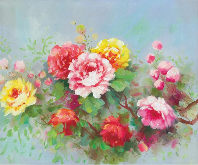 花開富貴【牡丹畫牡丹圖】 82x69cm | 開運畫作| Yahoo購物中心