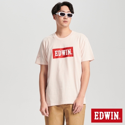 EDWIN 男裝 音樂紅印花短袖T恤-淡粉紅