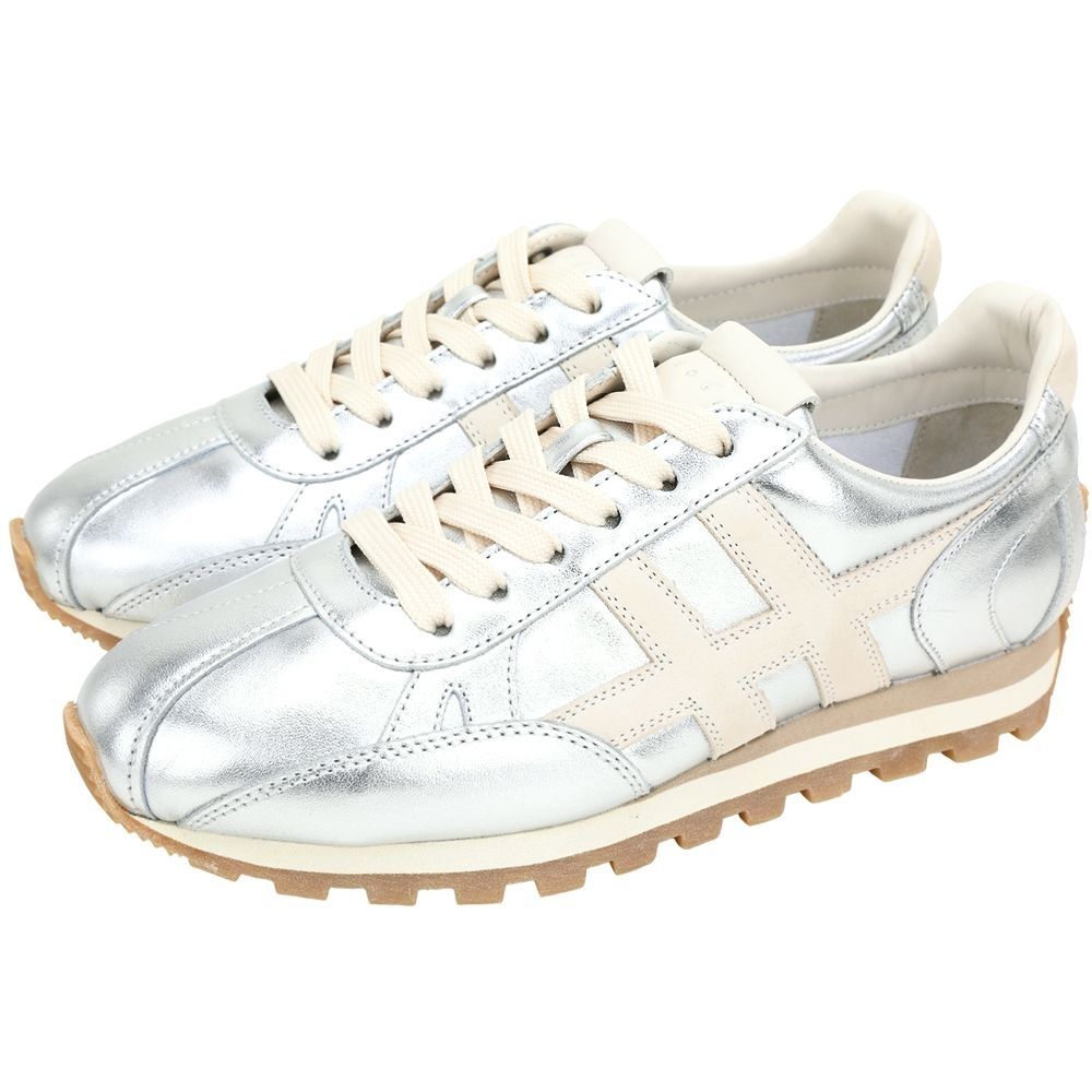 HOGAN H-Stripes 餅乾鞋 / 86er / H641/ H580休閒鞋-多款可選 (86er 拼接皮革-銀色)