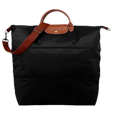 LONGCHAMP LE PLIAGE系列再生尼龍延展兩用旅行袋(黑)